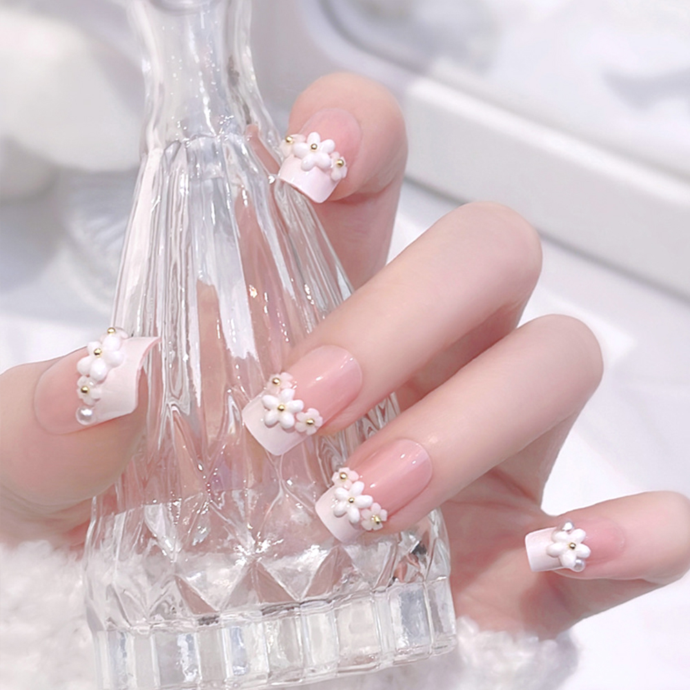 24pcs Medium Long Acrylic Fake - Pressed Flower Art ulasan dan harga