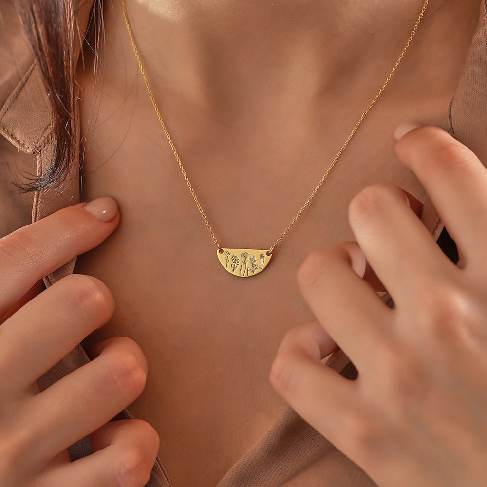Custom Birth Month Flower Neck - Birth Flower Necklace ulasan dan harga