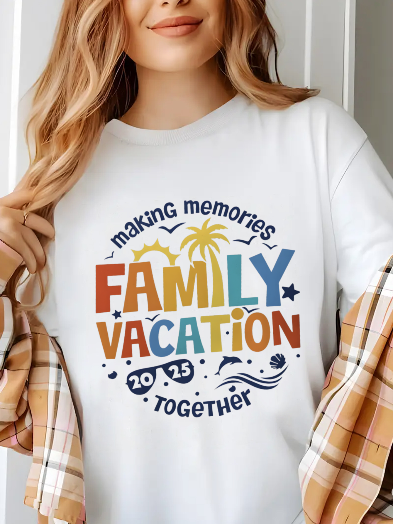 Women's White Family Vacation  - Family Tree Print ulasan dan harga
