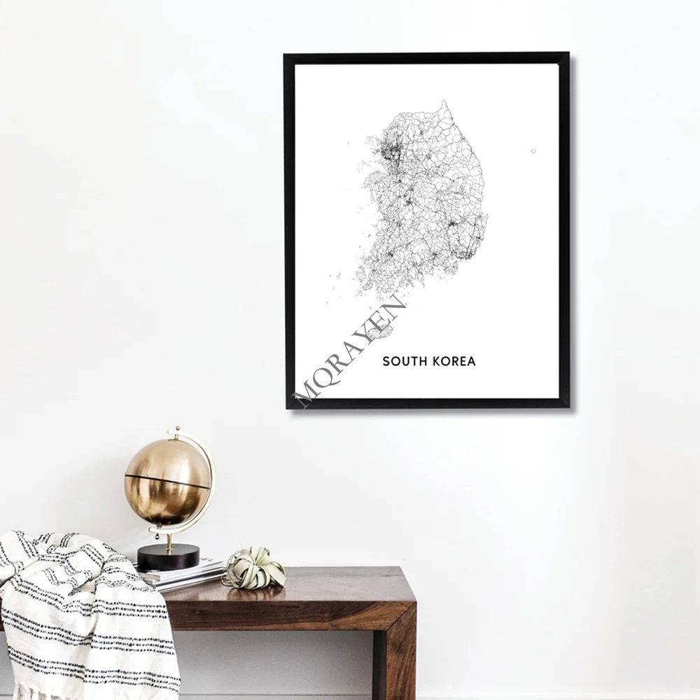 South Korea Map Black and Whit - Custom Star Map ulasan dan harga