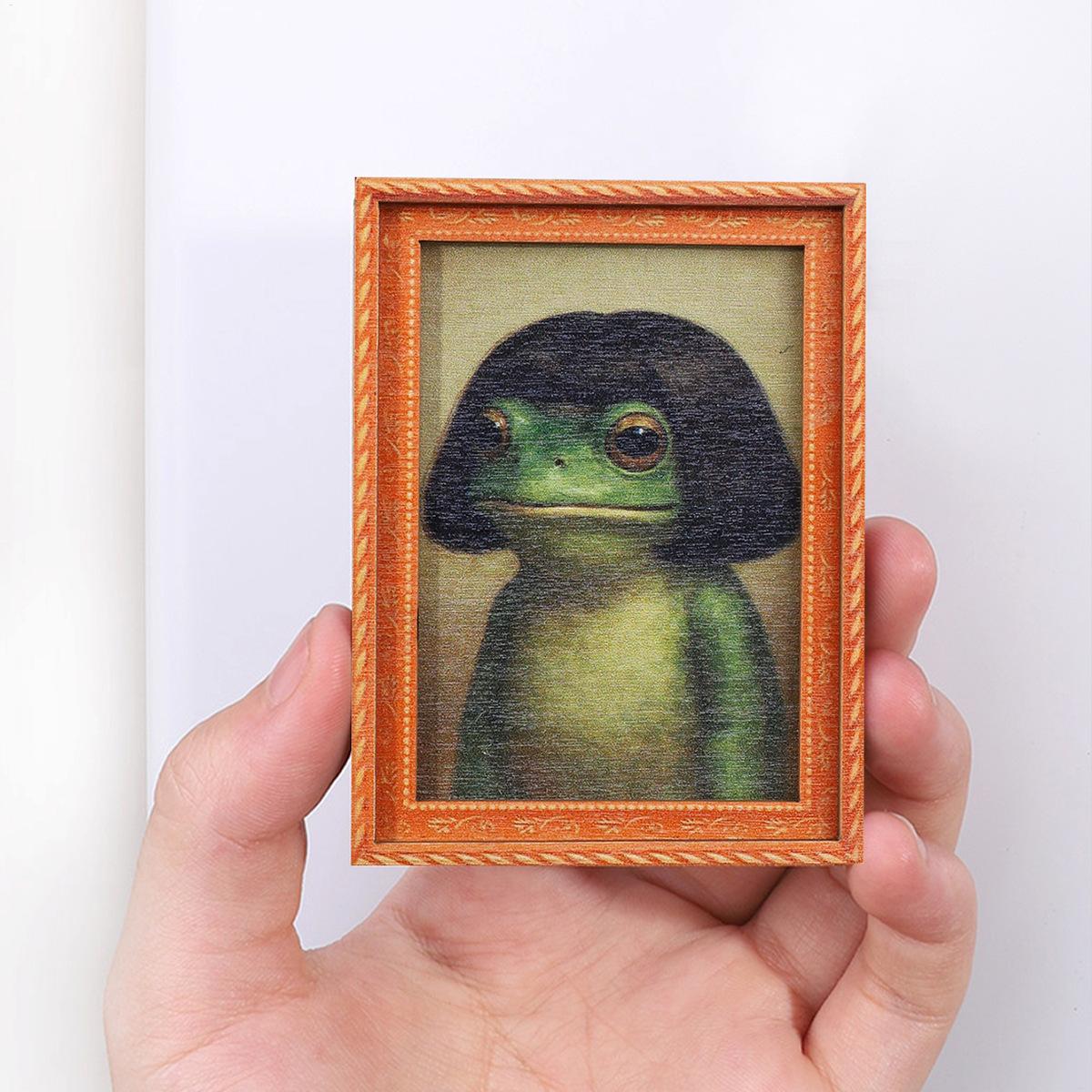 Frog Magnets Wood Ornament Art - Engraved Wood Frame ulasan dan harga