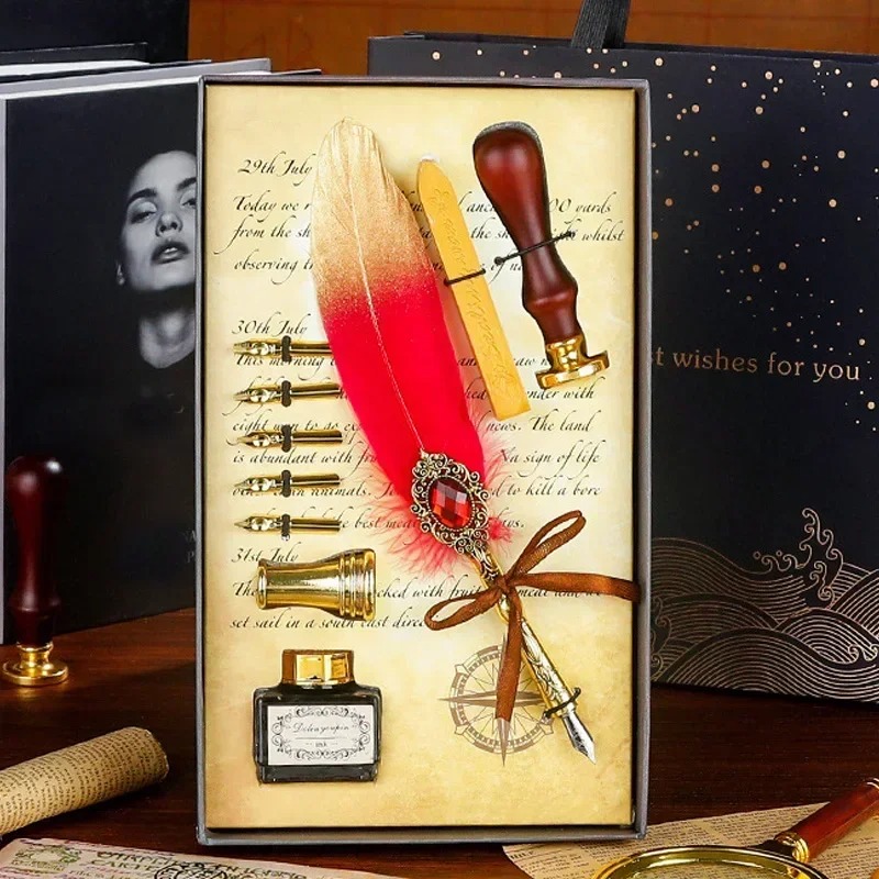 Creative Feather Dip Pen Ink S - Wax Seal Letter Kit ulasan dan harga