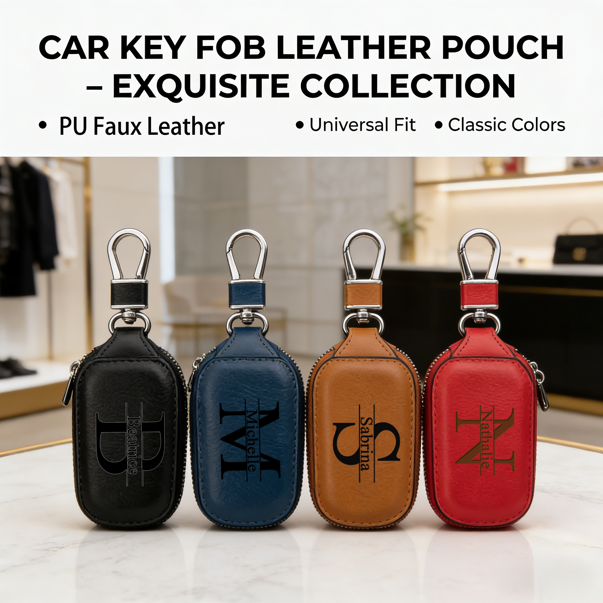 Personalized Custom Zipper Key - Monogram Keychain Leather ulasan dan harga