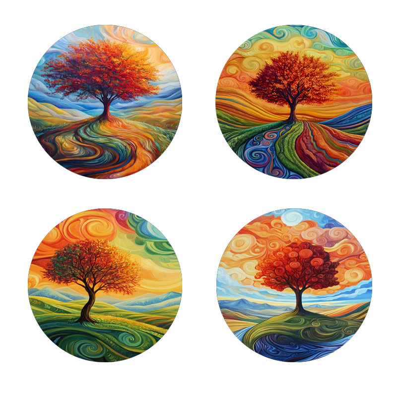 4 tree print coasters, suitabl - Family Tree Print ulasan dan harga
