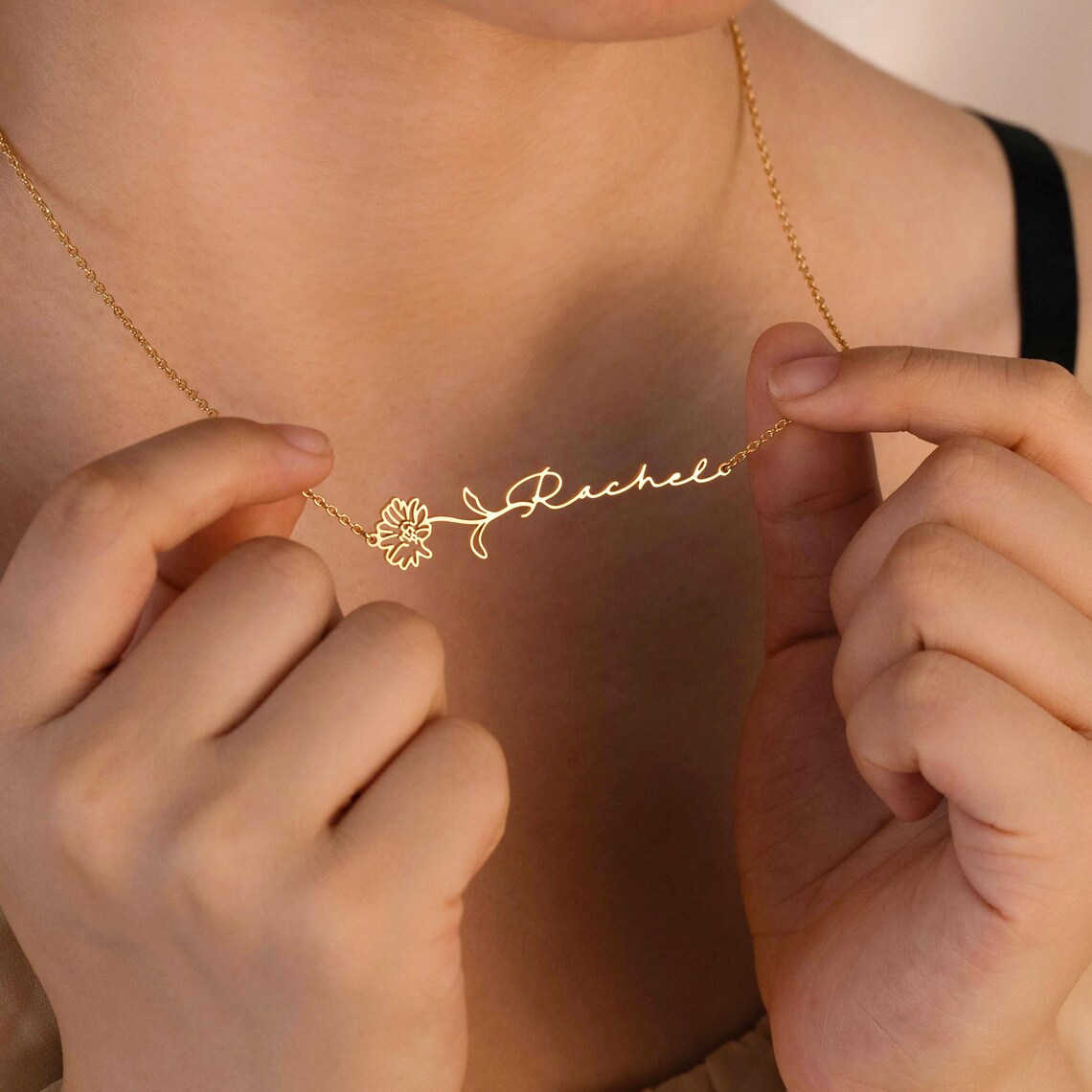 Haiyufly Custom Name Necklace  - Birth Flower Necklace ulasan dan harga