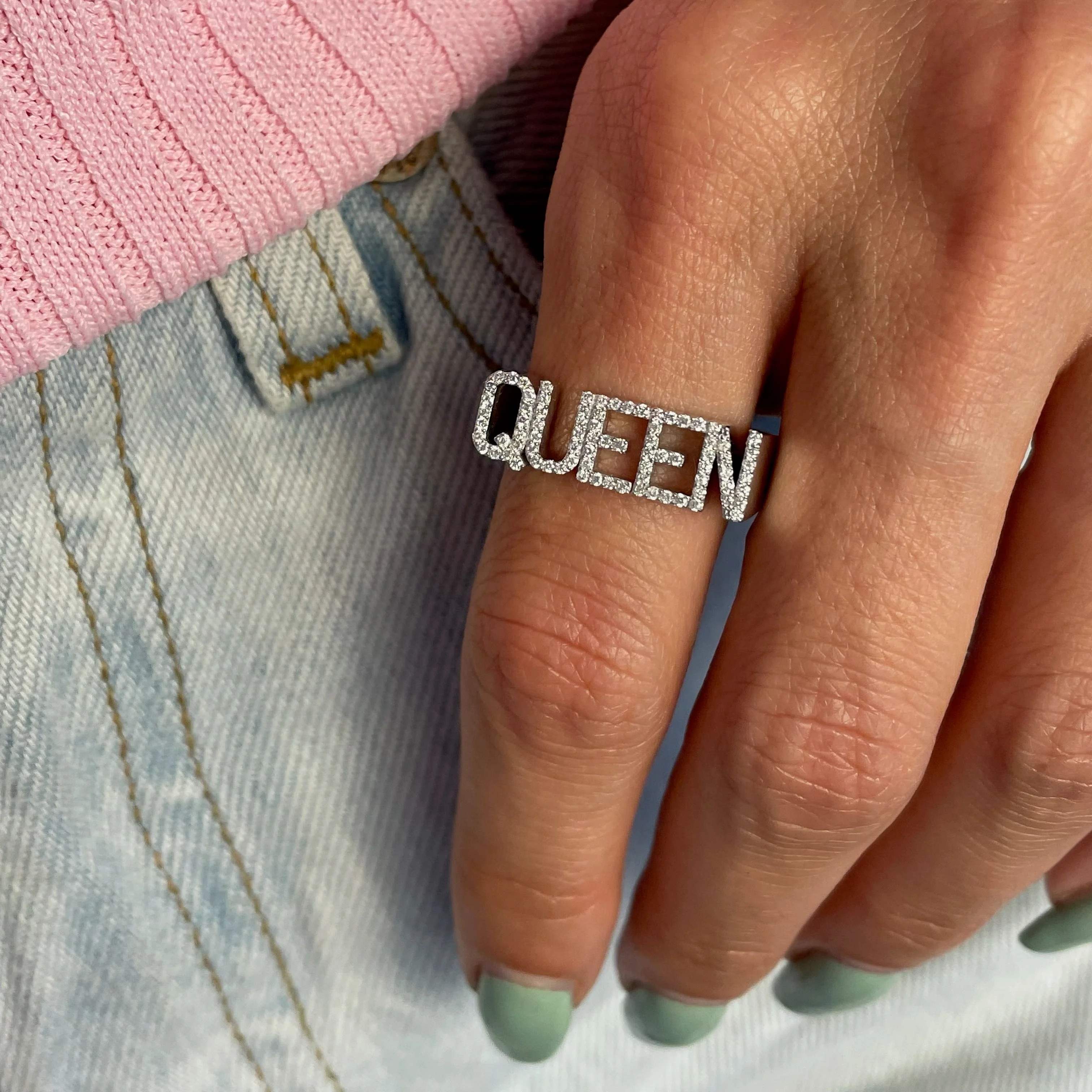 3D Name Ring Custom Diamond Na - Initial Ring Custom ulasan dan harga