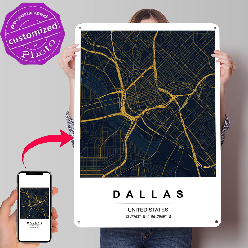 Dallas City Map Art Printed Po - Custom Map Poster ulasan dan harga