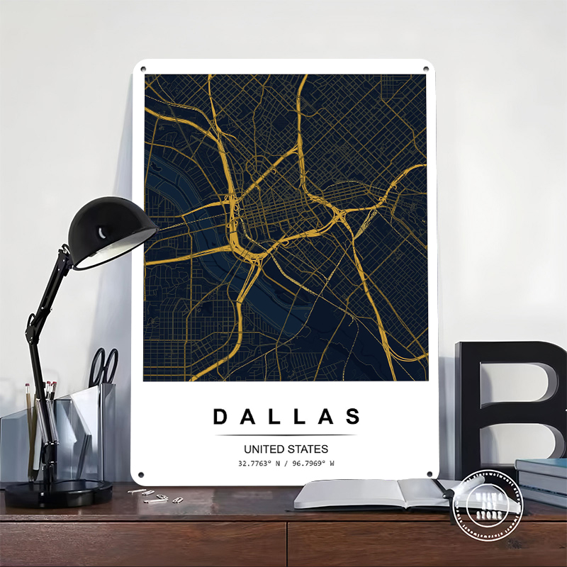 Dallas City Map Art Printed Po - Custom Map Poster ulasan dan harga