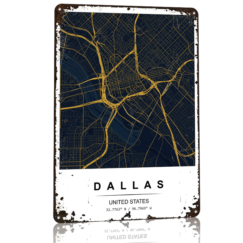 Dallas City Map Art Printed Po - Custom Map Poster ulasan dan harga