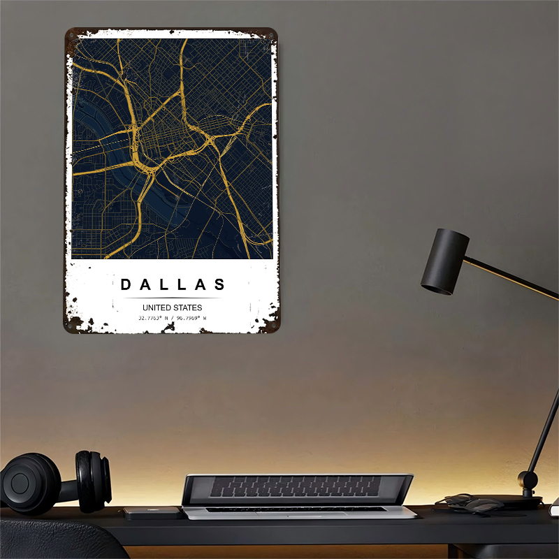 Dallas City Map Art Printed Po - Custom Map Poster ulasan dan harga