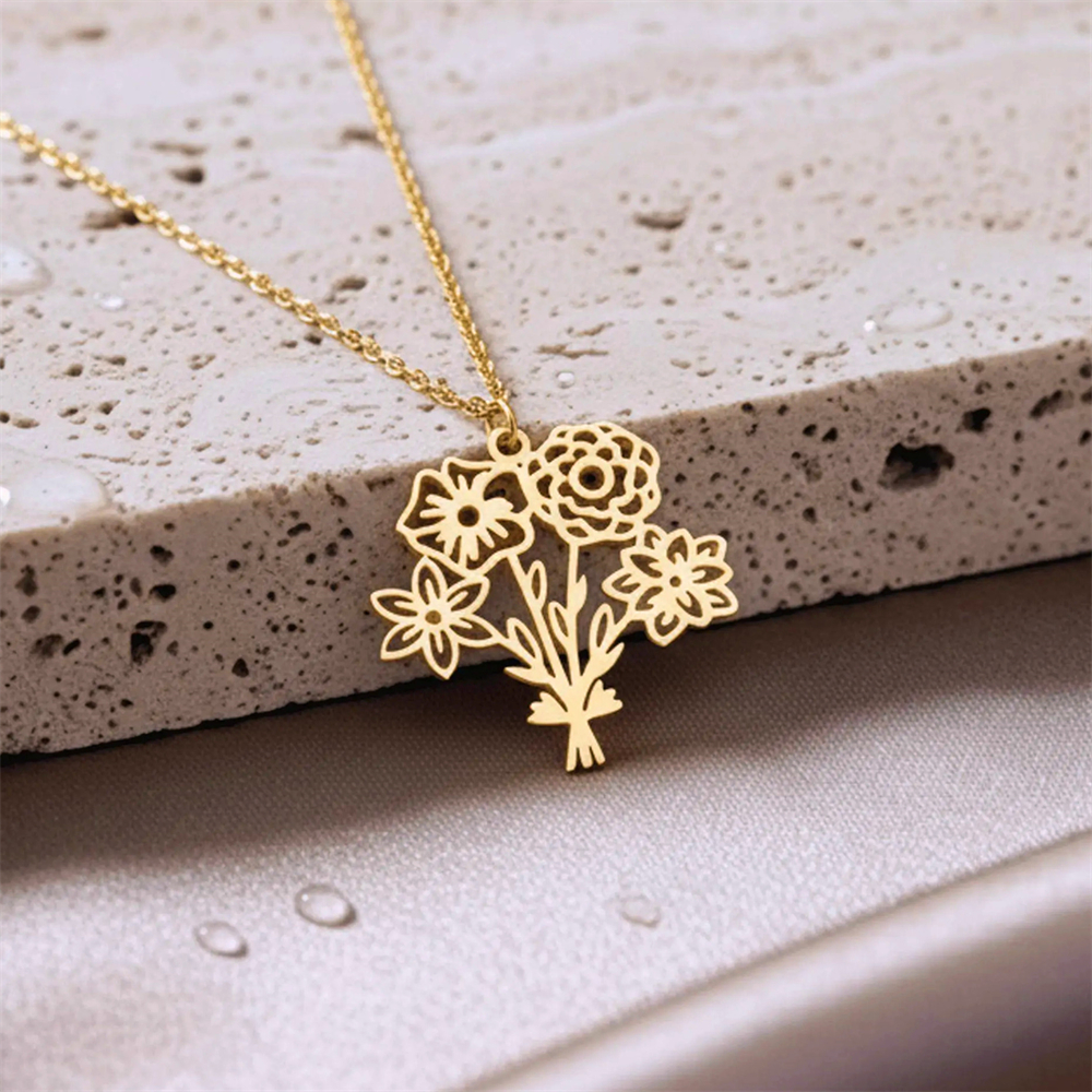 Personalized Birth Flower Bouq - Birth Flower Necklace ulasan dan harga