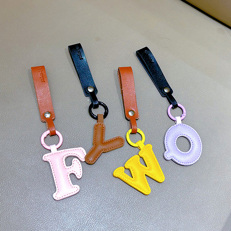 A To Z PU Leather Initial Lett - Monogram Keychain Leather ulasan dan harga