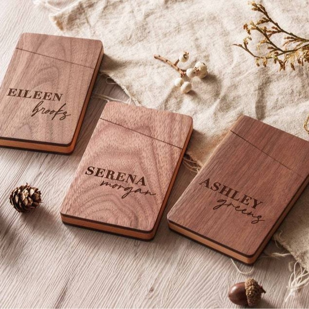 Business Card Holder Wooden Of - Personalized Name Box ulasan dan harga