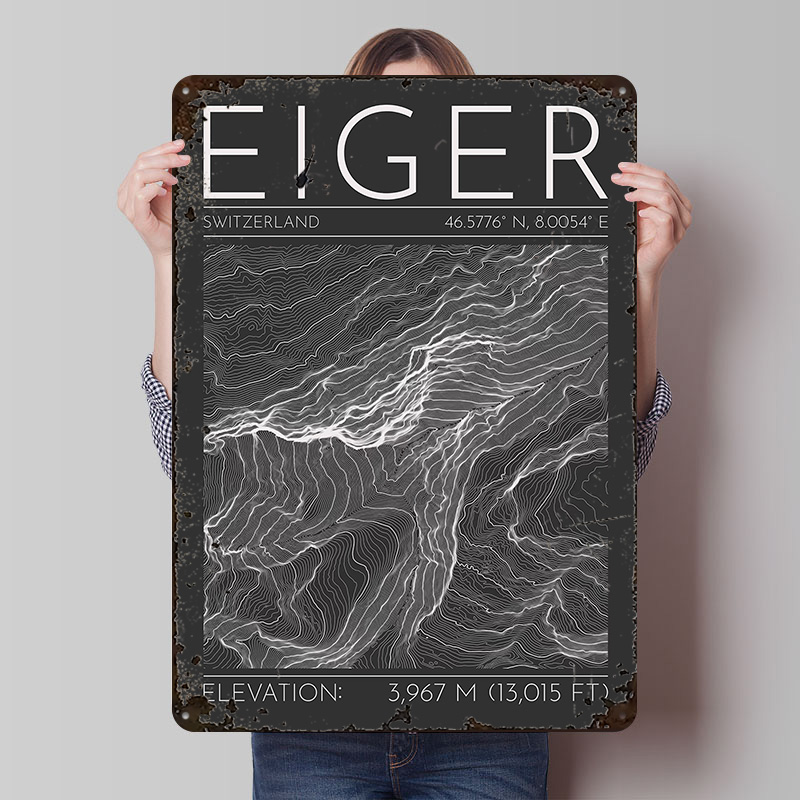 Eiger Mountain Topographic Con - Custom Map Poster ulasan dan harga